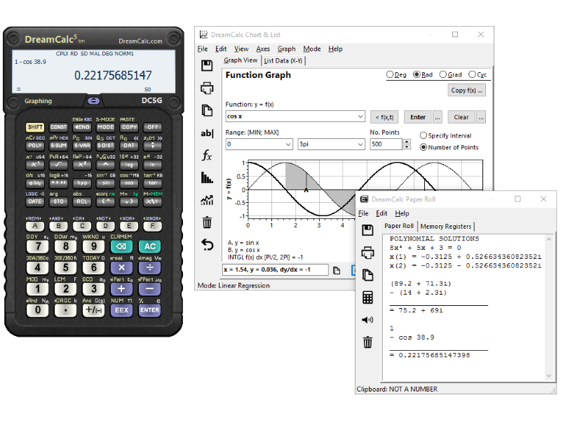 Click to view DreamCalc DCG Graphing Calculator 4.8.0 screenshot