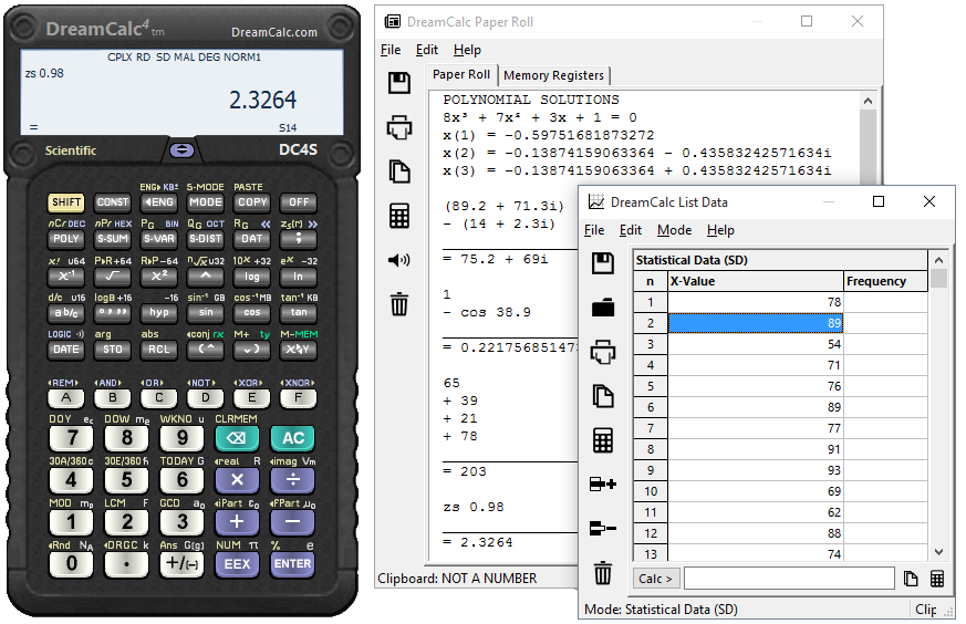 Click to view DreamCalc DCS Scientific Calculator 4.8.0 screenshot